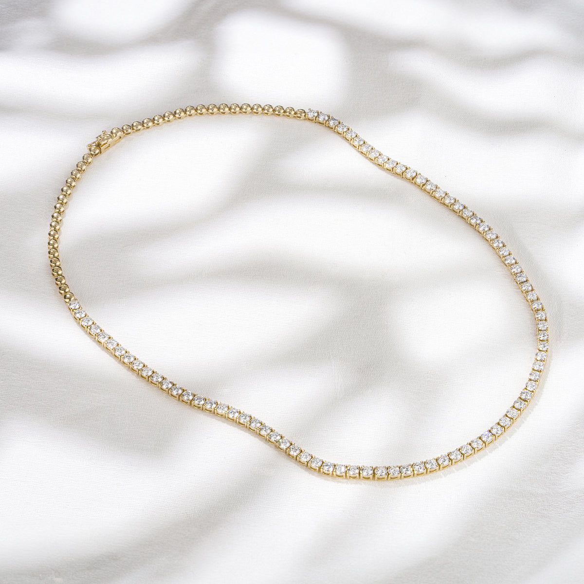 10.00ct Lab Diamond Tennis Necklace 3/4 Set in 9K Yellow Gold F/VS