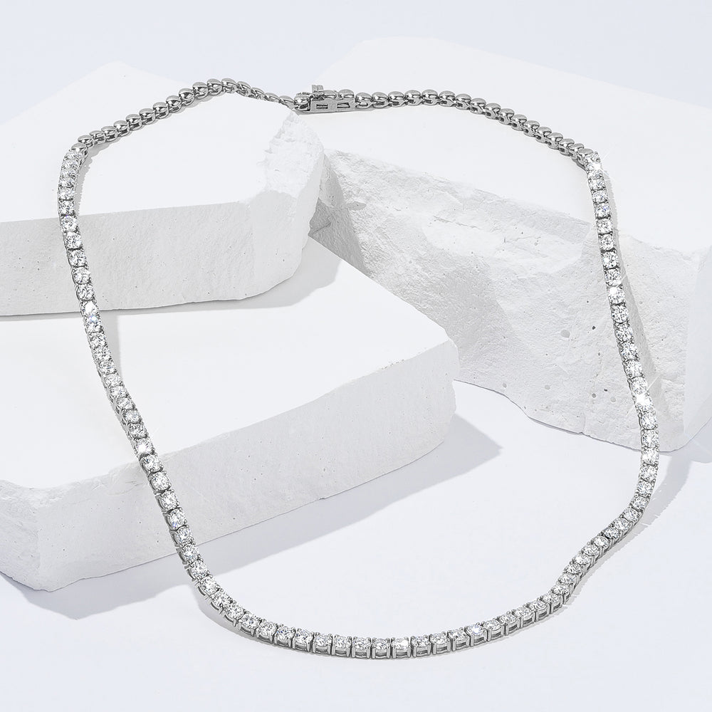 10.00ct Lab Diamond Tennis Necklace 3/4 Set in 9K White Gold F/VS