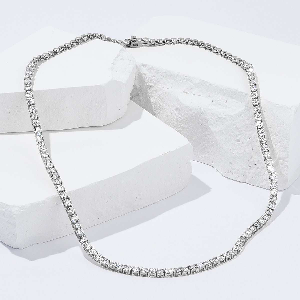 10.00ct Lab Diamond Tennis Necklace 3/4 Set in 9K White Gold F/VS