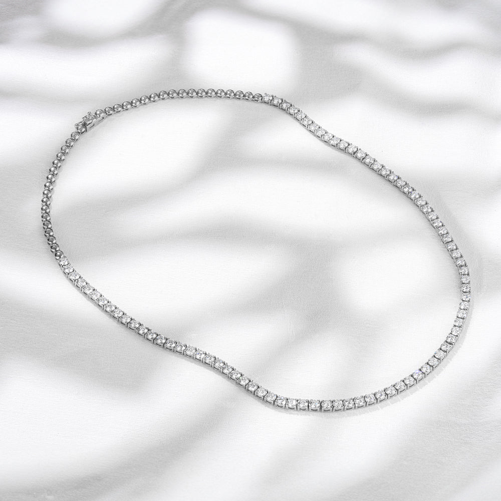 10.00ct Lab Diamond Tennis Necklace 3/4 Set in 9K White Gold F/VS