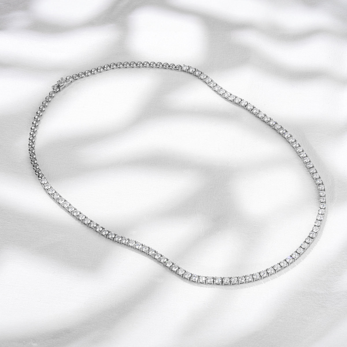 10.00ct Lab Diamond Tennis Necklace 3/4 Set in 9K White Gold F/VS