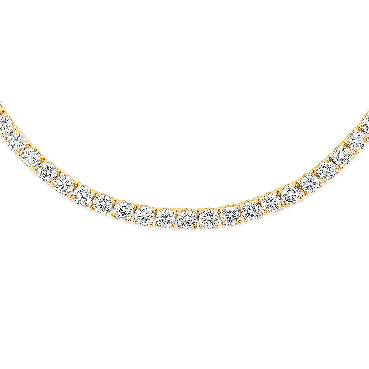 15.00ct Lab Diamond Tennis Necklace 3/4 Set in 9K Yellow Gold F/VS