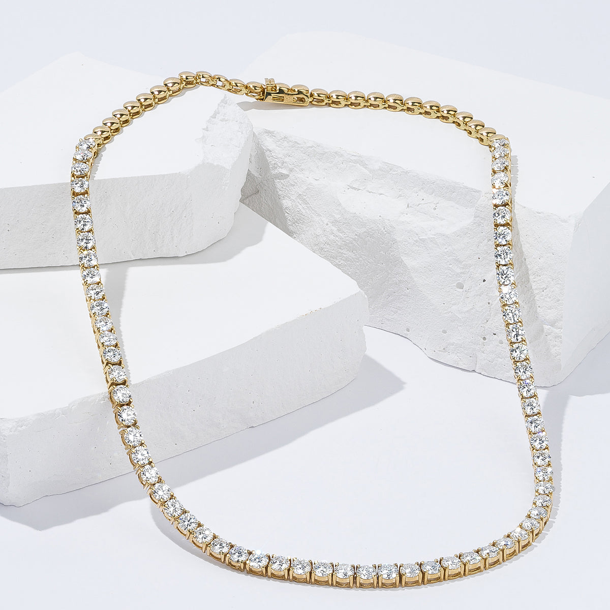 15.00ct Lab Diamond Tennis Necklace 3/4 Set in 9K Yellow Gold F/VS