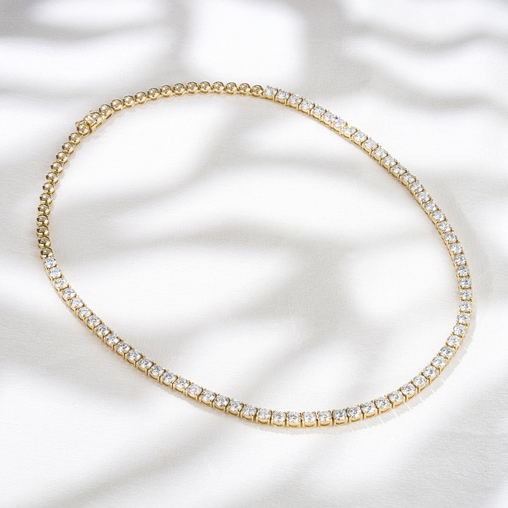 15.00ct Lab Diamond Tennis Necklace 3/4 Set in 9K Yellow Gold F/VS