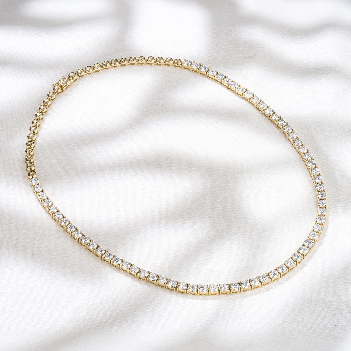 15.00ct Lab Diamond Tennis Necklace 3/4 Set in 9K Yellow Gold F/VS
