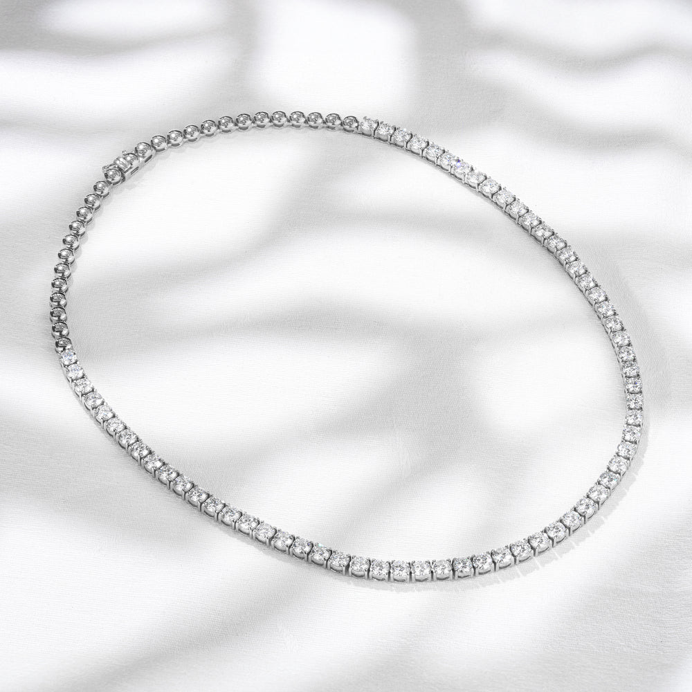 15.00ct Lab Diamond Tennis Necklace 3/4 Set in 9K White Gold F/VS