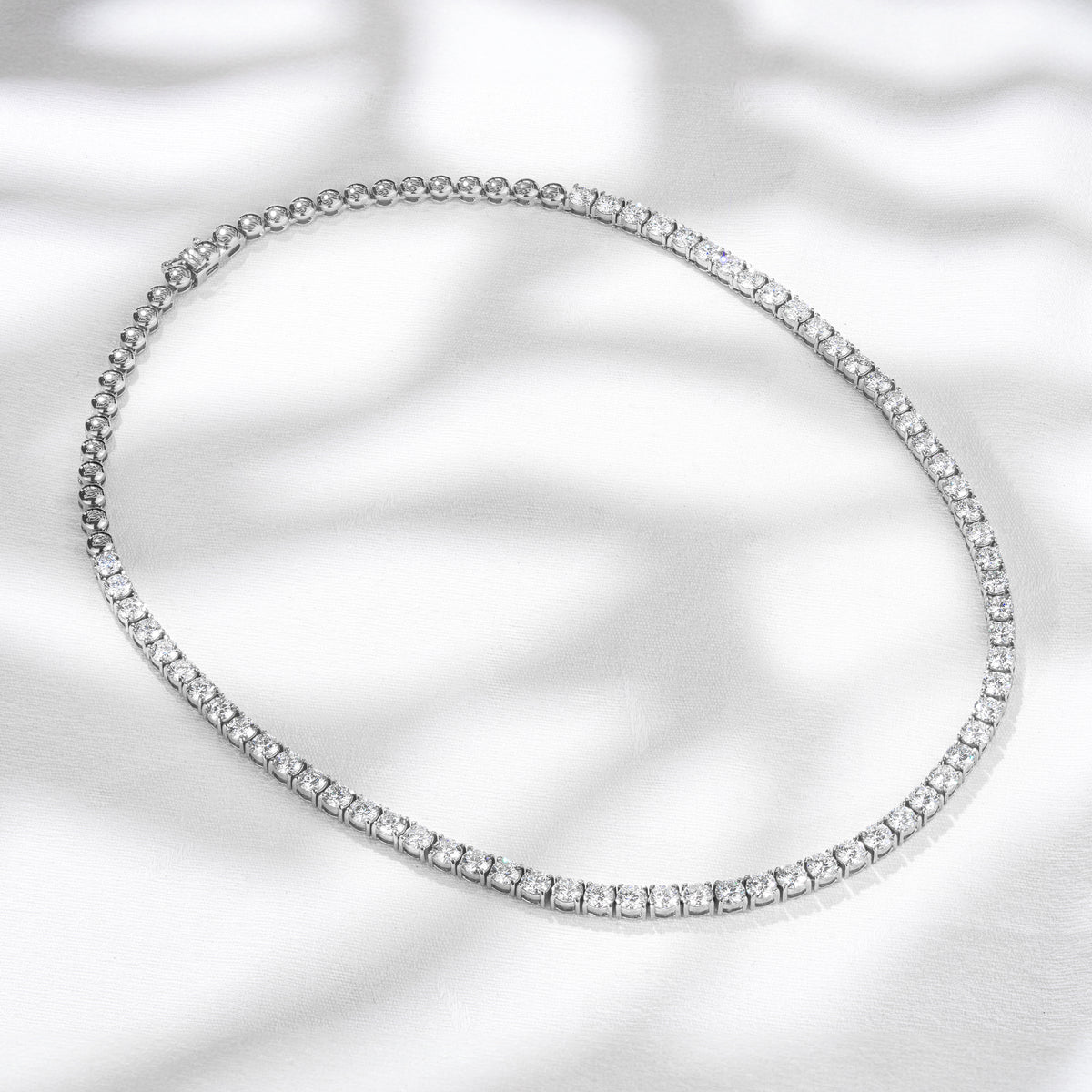 15.00ct Lab Diamond Tennis Necklace 3/4 Set in 9K White Gold F/VS
