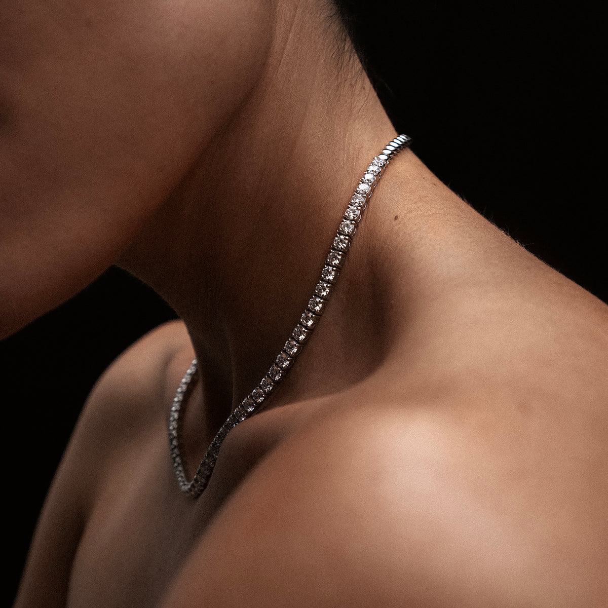 15.00ct Lab Diamond Tennis Necklace 3/4 Set in 9K White Gold F/VS