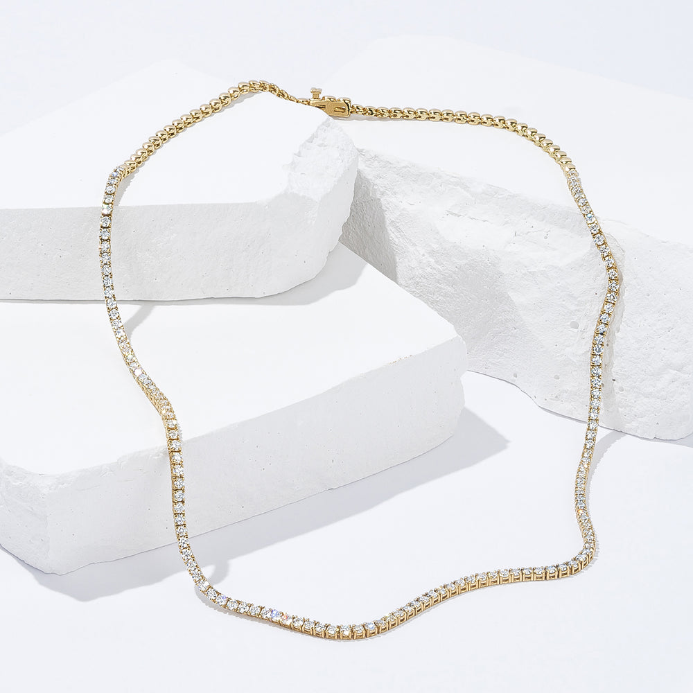 5.00ct Lab Diamond Tennis Necklace 3/4 Set in 9K Gold F/VS