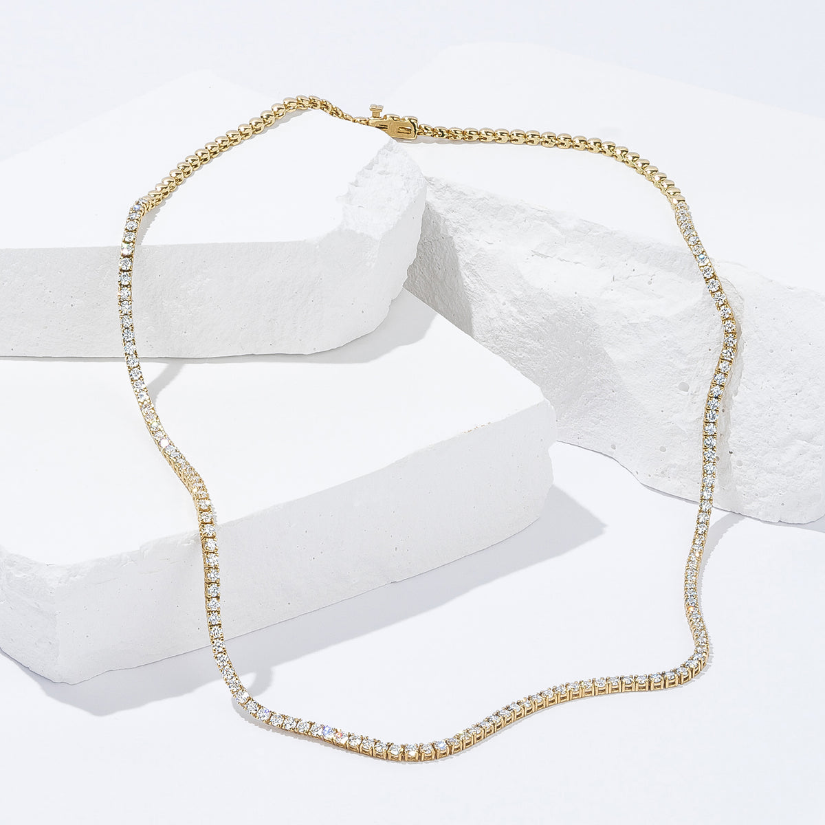 5.00ct Lab Diamond Tennis Necklace 3/4 Set in 9K Gold F/VS