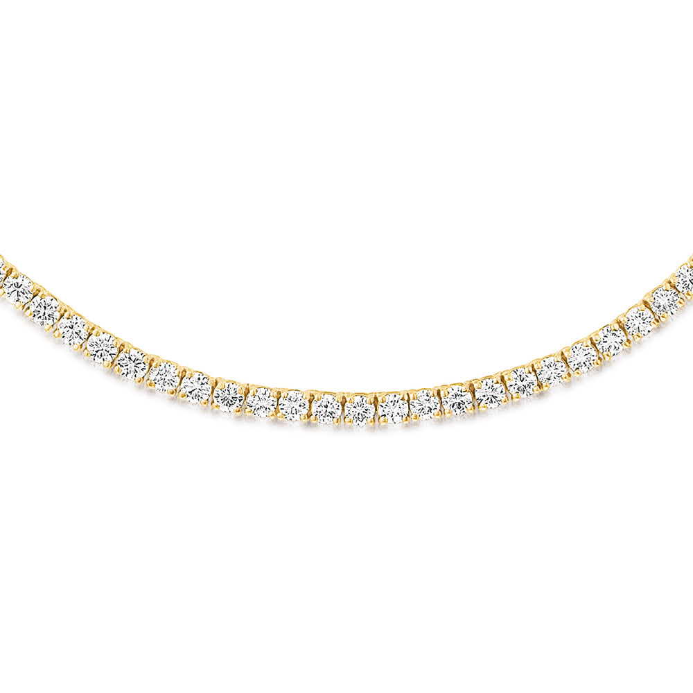 7.00ct Lab Diamond Tennis Necklace 3/4 Set in 9K Yellow Gold F/VS