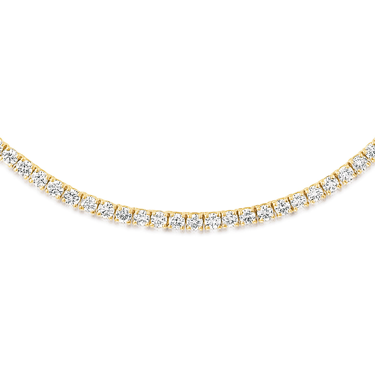 7.00ct Lab Diamond Tennis Necklace 3/4 Set in 9K Yellow Gold F/VS