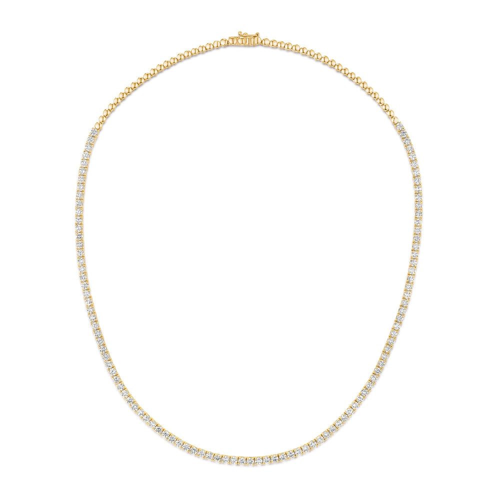 7.00ct Lab Diamond Tennis Necklace 3/4 Set in 9K Yellow Gold F/VS