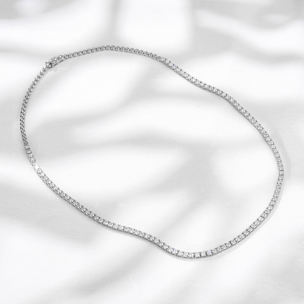 7.00ct Lab Diamond Tennis Necklace 3/4 Set in 9K White Gold F/VS