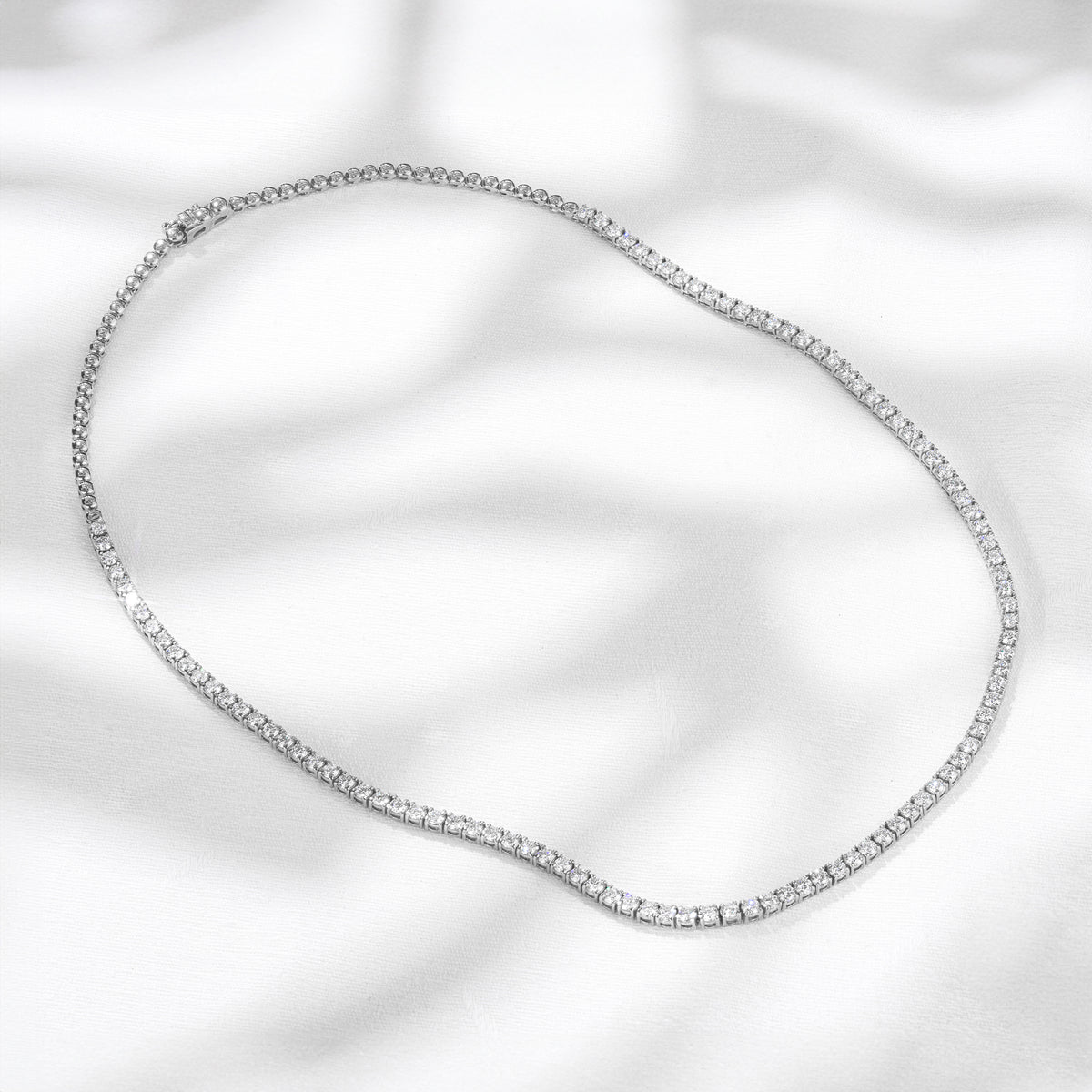 7.00ct Lab Diamond Tennis Necklace 3/4 Set in 9K White Gold F/VS