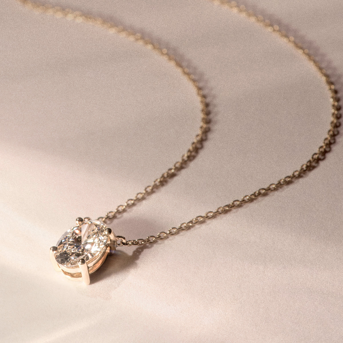 Wanderlust Floating Oval Cut Lab Diamond Solitaire Necklace 1.50ct H/SI in 9K Gold