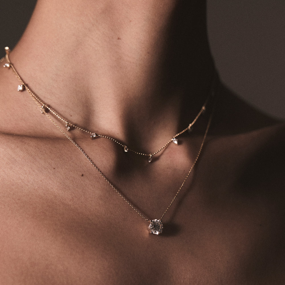 Wanderlust Floating Lab Diamond Solitaire Necklace 2.00ct H/SI in 9K Yellow Gold