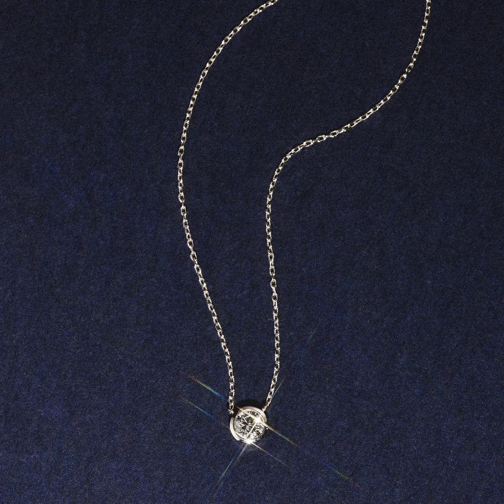 Horizon Round Cut Lab Diamond Solitaire Necklace 0.25ct H/SI in 9K White Gold
