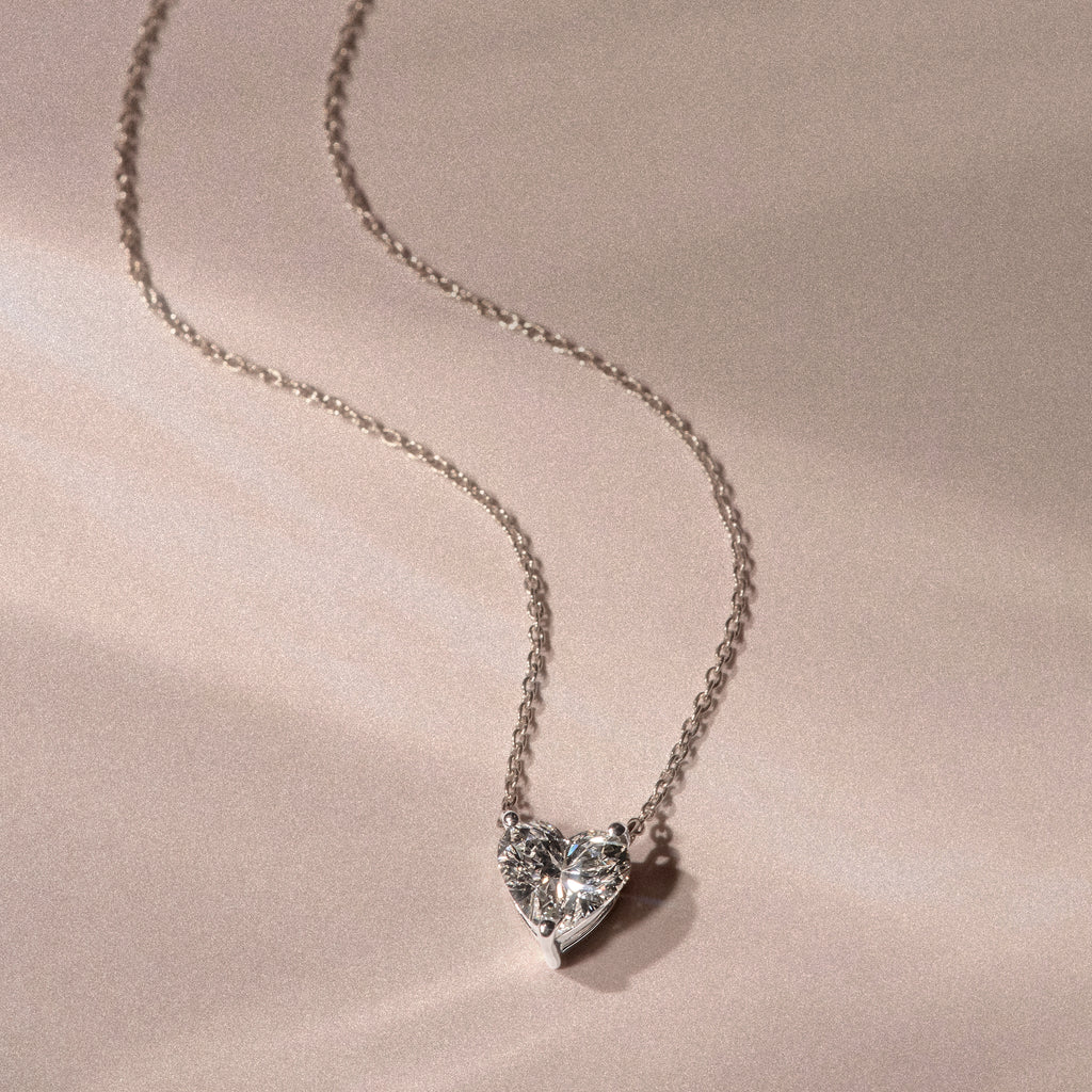 Wanderlust Floating Heart Cut Lab Diamond Solitaire Necklace 2.00ct H/SI in 9K White Gold