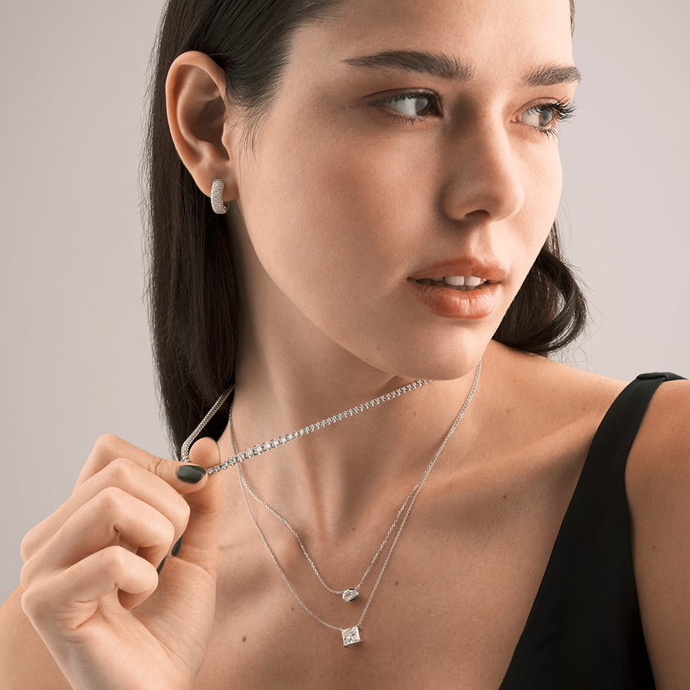 Wanderlust Floating Princess Cut Lab Diamond Solitaire Necklace 2.00ct H/SI in 9K White Gold