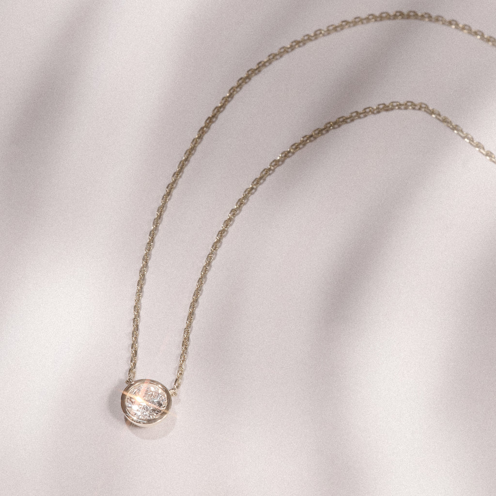 Horizon Round Cut Lab Diamond Solitaire Necklace 0.50ct H/SI in 9K Gold