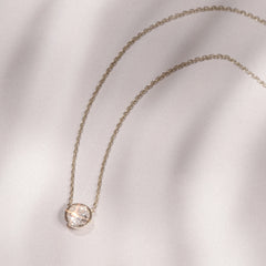Horizon Round Cut Lab Diamond Solitaire Necklace 0.50ct H/SI in 9K Gold