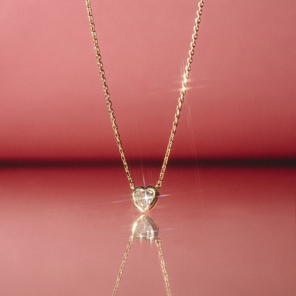 Horizon Heart Cut Lab Diamond Solitaire Necklace 0.25ct H/SI in 9K Gold
