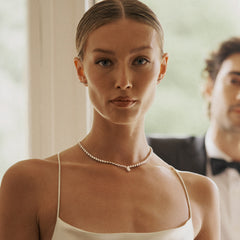 LUXE 32.00ct Lab Diamond Necklace with 3.00ct IGI Certified Pear-Cut Centre in 18K White Gold