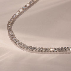 LUXE 33.00ct Lab Diamond Necklace with IGI Certified Emerald-Cut Diamonds in 18K White Gold