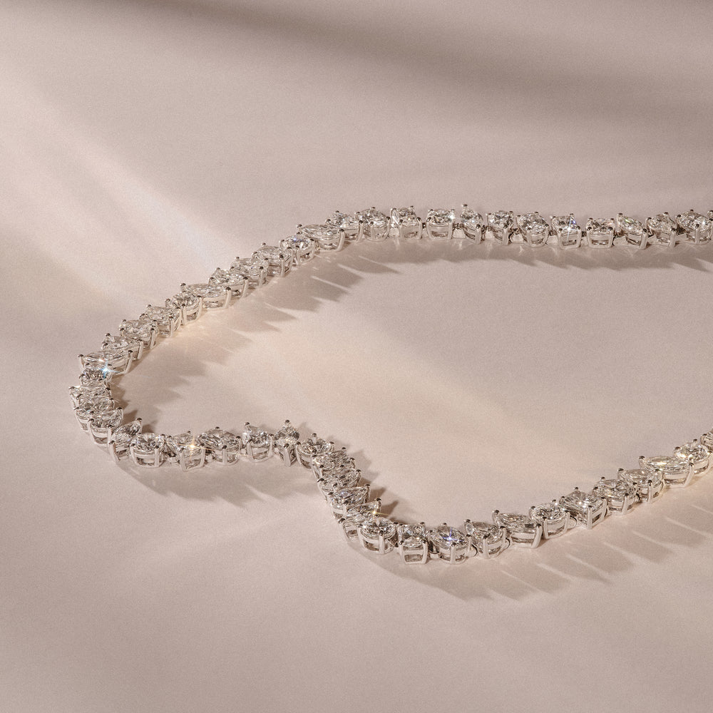 LUXE 27.00ct Lab Diamond Necklace with IGI Certified Mixed-Cut Diamonds in 18K White Gold