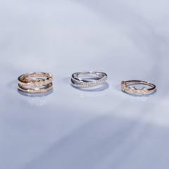 Crossover Set Lab Diamond Ring 0.35ct in 925 Silver