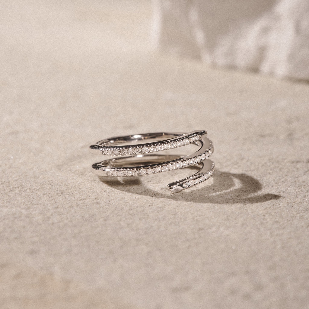 Lab Diamond Spiral Ring 0.25ct in 925 Silver
