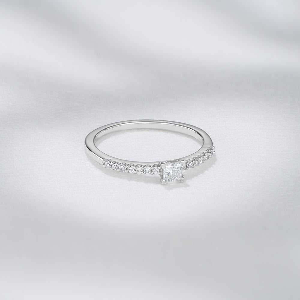 Princess Cut Lab Diamond Engagement Ring 0.25ct H/Si in 9K White Gold