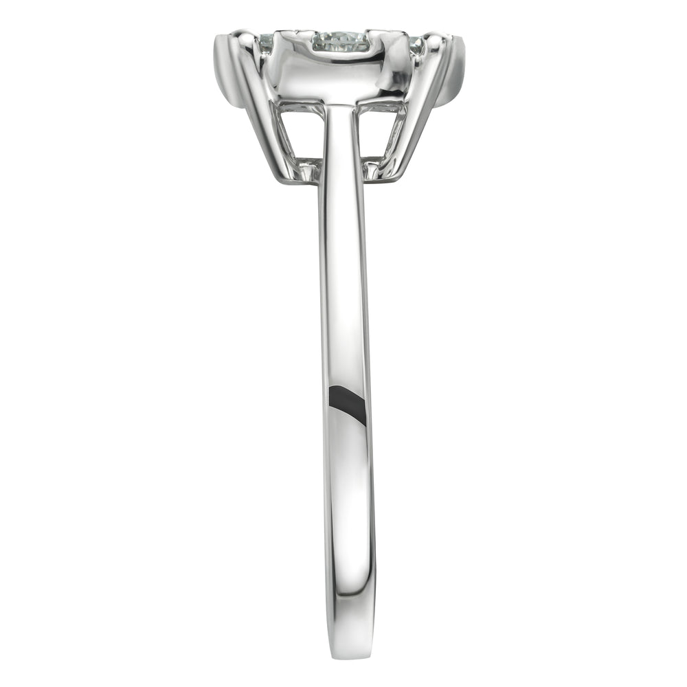 1 Carat Lab Diamond Cluster Solitaire Ring H/Si in 9K White Gold