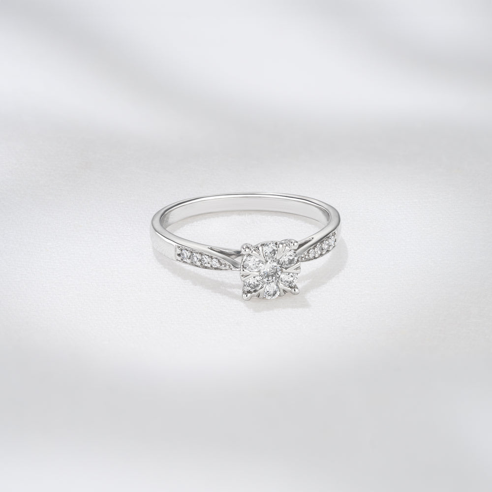 Lab Diamond Engagement Ring With Shoulders 0.25ct H/Si - 9K White Gold