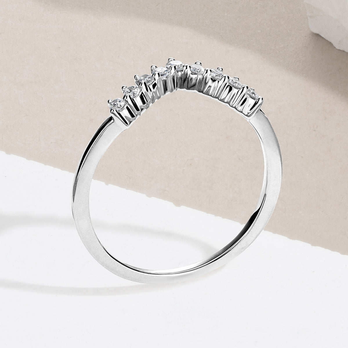 Starlit 0.15ct Lab Diamond Wishbone Ring H/Si Quality in 925 Sterling Silver