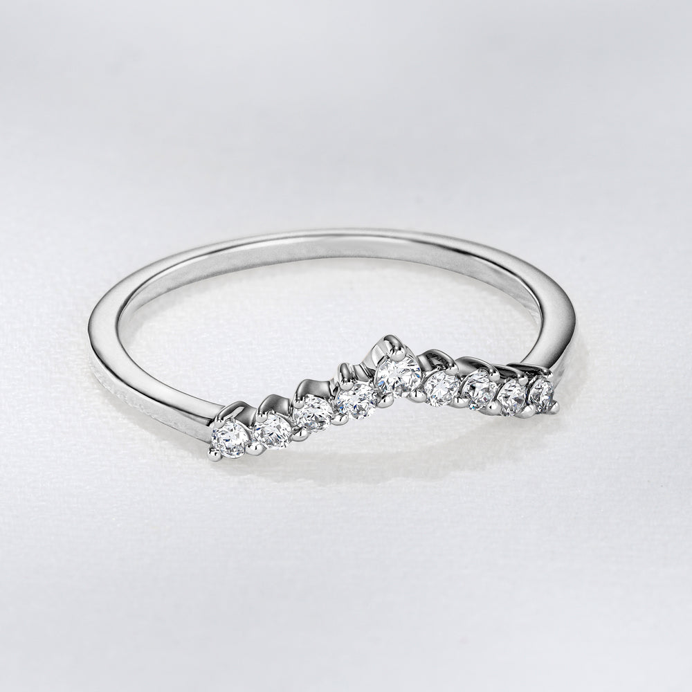 Starlit 0.15ct Lab Diamond Wishbone Ring H/Si Quality in 925 Sterling Silver