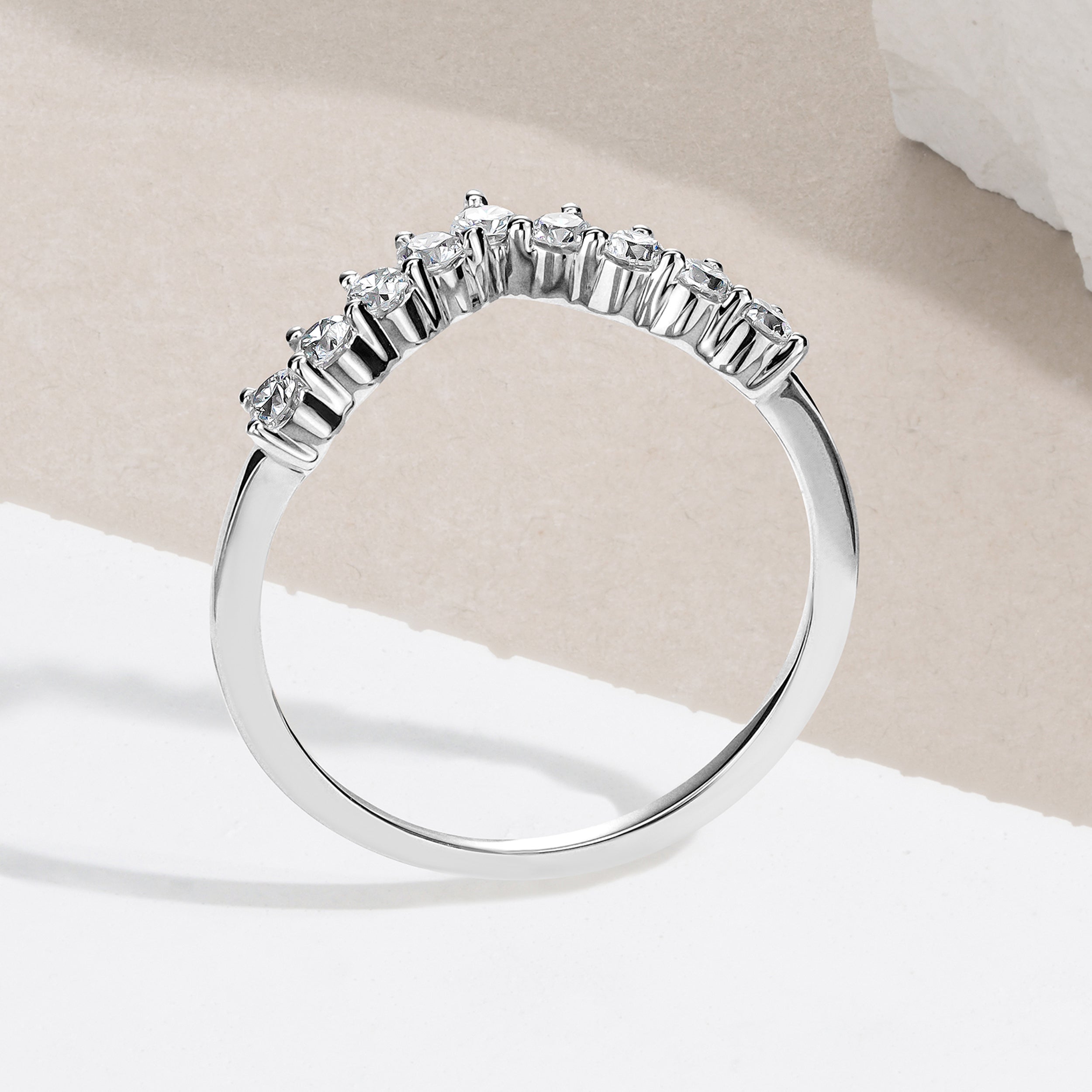 Starlit 0.30ct Lab Diamond Wishbone Ring H/Si Quality in 925 Sterling Silver