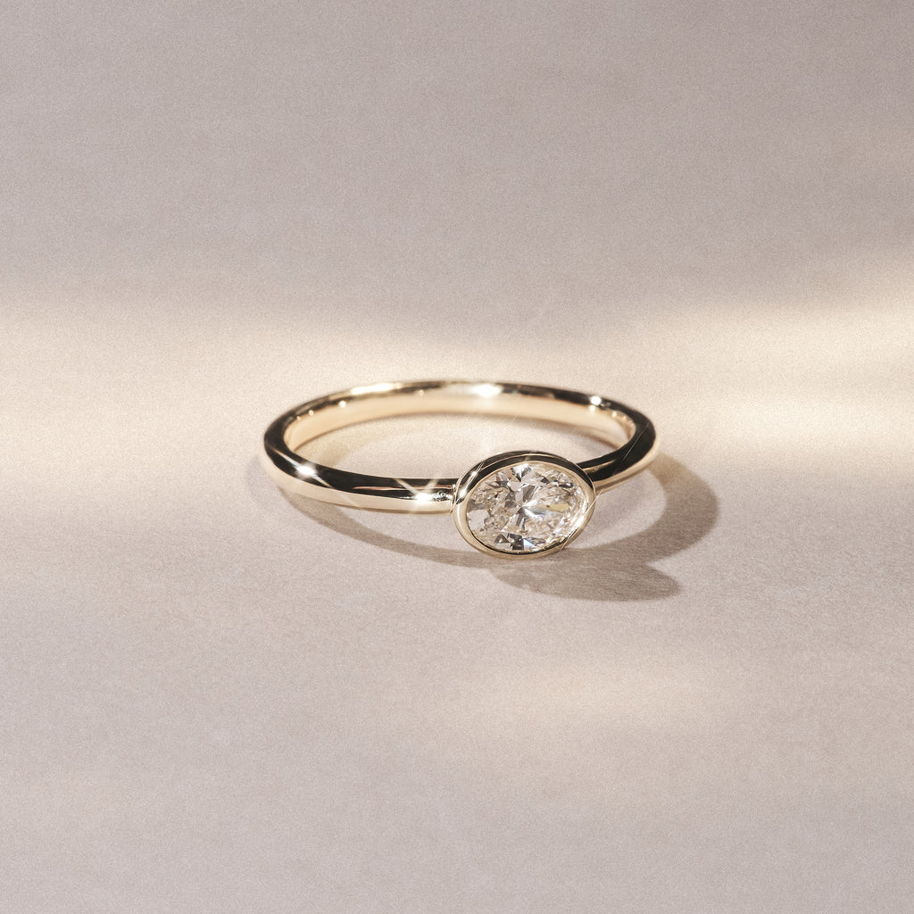 Horizon Oval Cut Lab Diamond Solitaire Ring 0.25ct H/SI in 18k Gold Vermeil