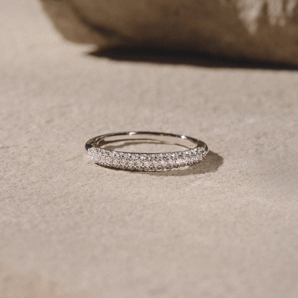 Lab Diamond Micro Pave Half Eternity Ring 0.50ct in 925 Silver