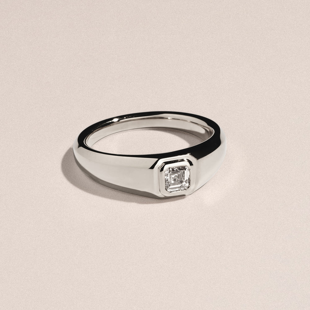 Axis Men's Lab Diamond Signet Ring 0.50ct Asscher Cut Set in 9k White Gold