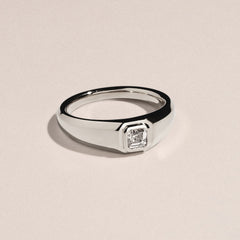 Axis Men's 0.50ct Asscher Cut Lab Diamond Signet Ring in Sterling Silver