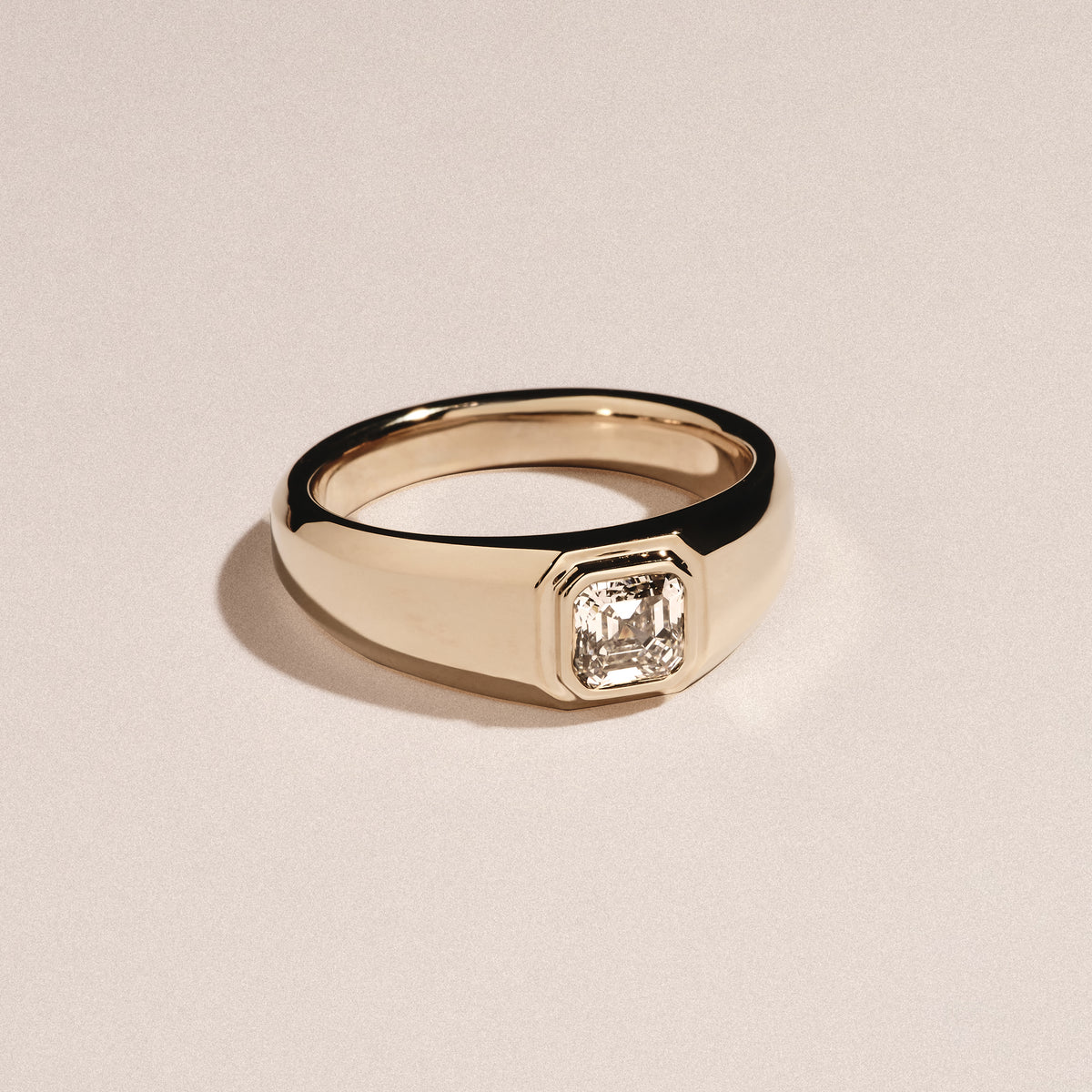 Axis Men'st Lab Diamond Signet Ring 1.00c Asscher Cut Set in 9k Gold