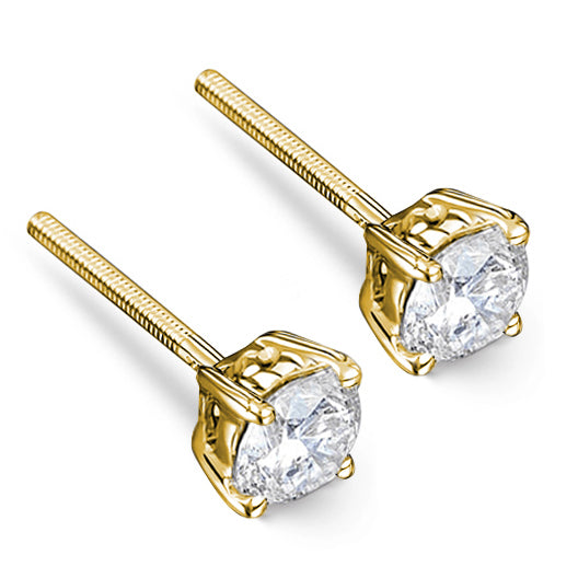 18K Gold Lab Diamond Studs Earrings 1.00CT F/VS1 Quality - 5.1mm