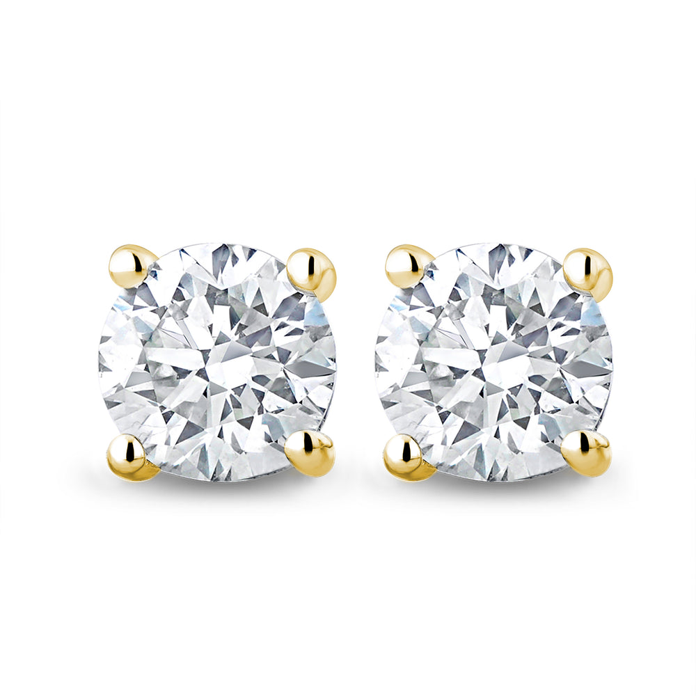 18K Gold Lab Diamond Studs Earrings 1.00CT F/VS1 Quality - 5.1mm