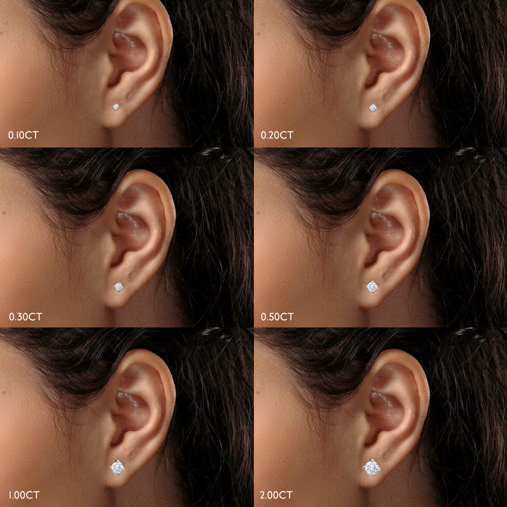 Lab Diamond Studs Earrings 1.00CT F/VS1 Quality Set in Platinum - 5.1mm