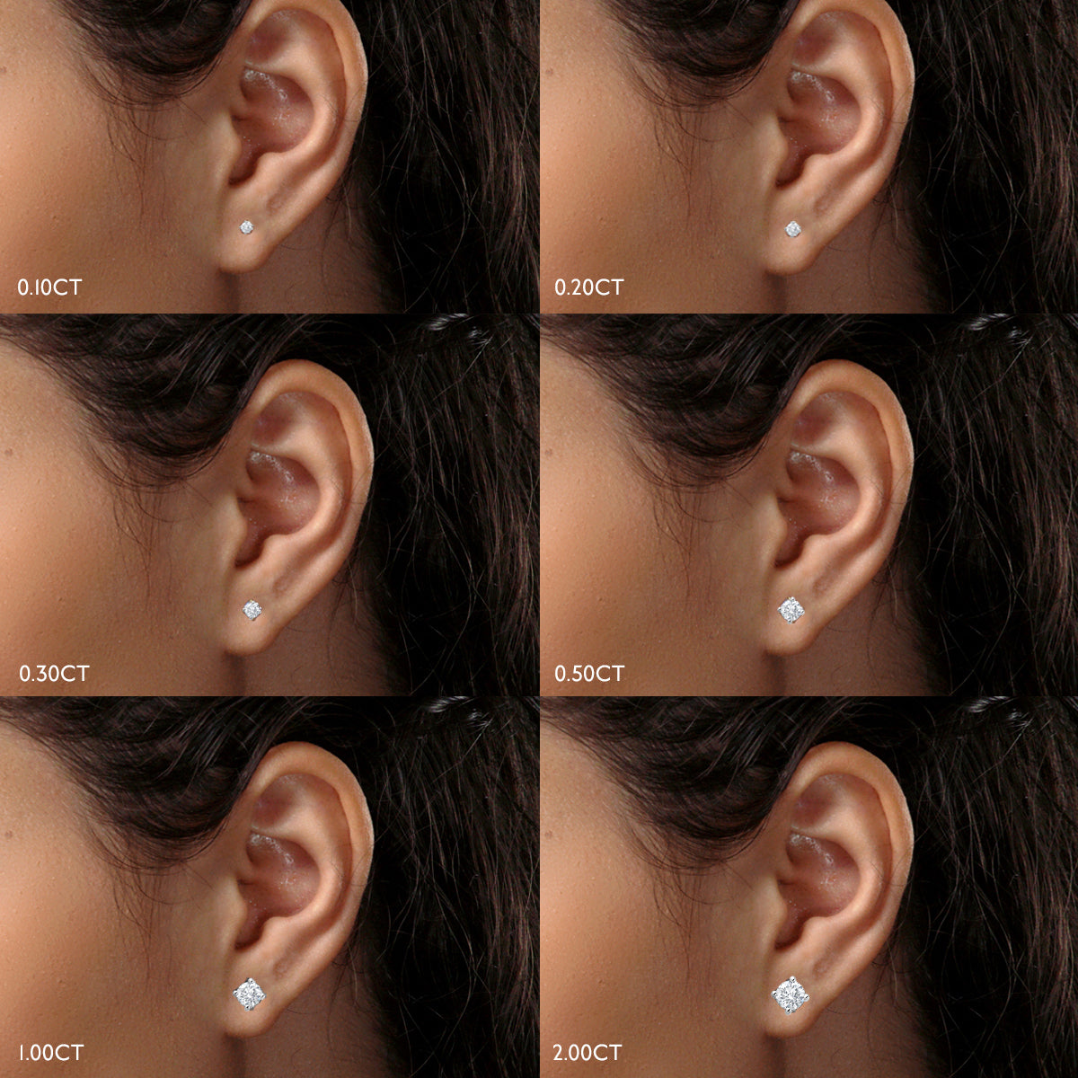 Lab Diamond Studs Earrings 1.00CT F/VS1 Quality 18K White Gold - 5.1mm