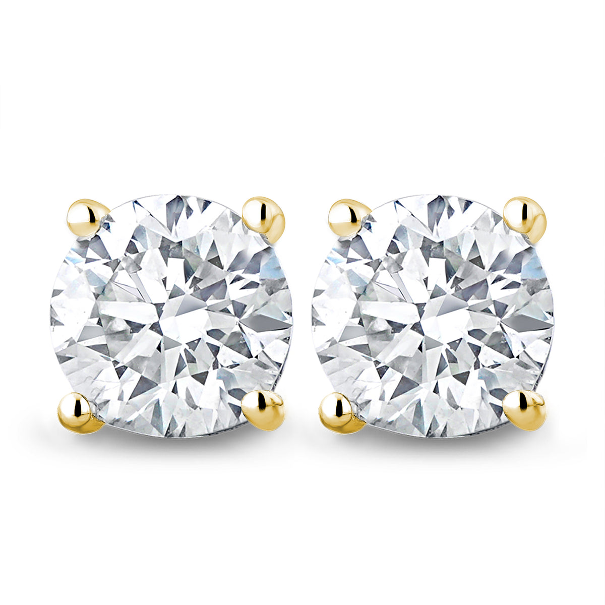 18K Gold Lab Diamond Stud Earrings 2.00CT F/VS1 Quality - 6.6mm