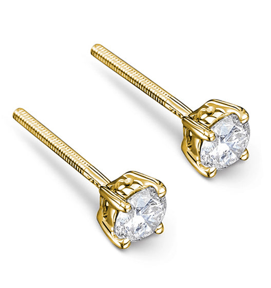 18K Gold Lab Diamond Stud Earrings 0.50CT F/VS1 Quality - 4.1mm