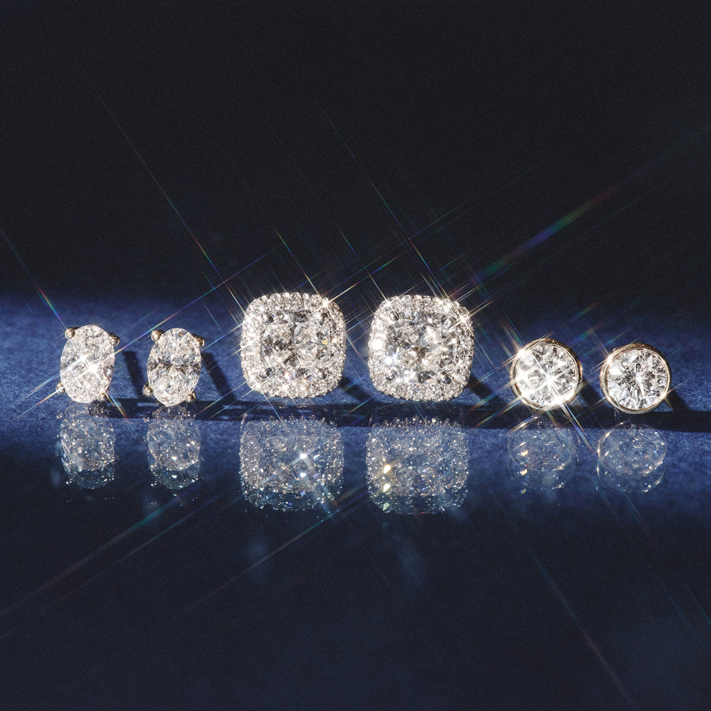 Naomi Oval Cut Lab Diamond Stud Earrings 1.00ct H/SI in 9K White Gold